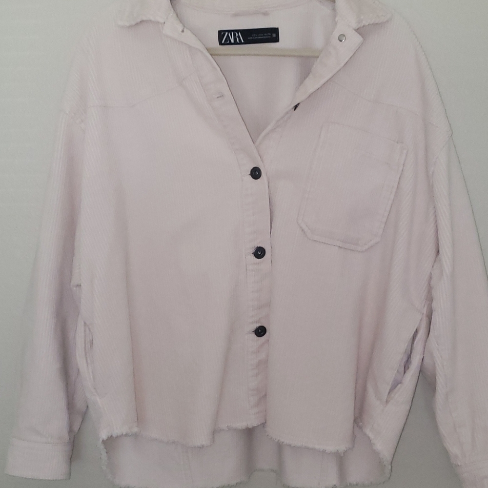 Zara oversized cream corduroy shacket